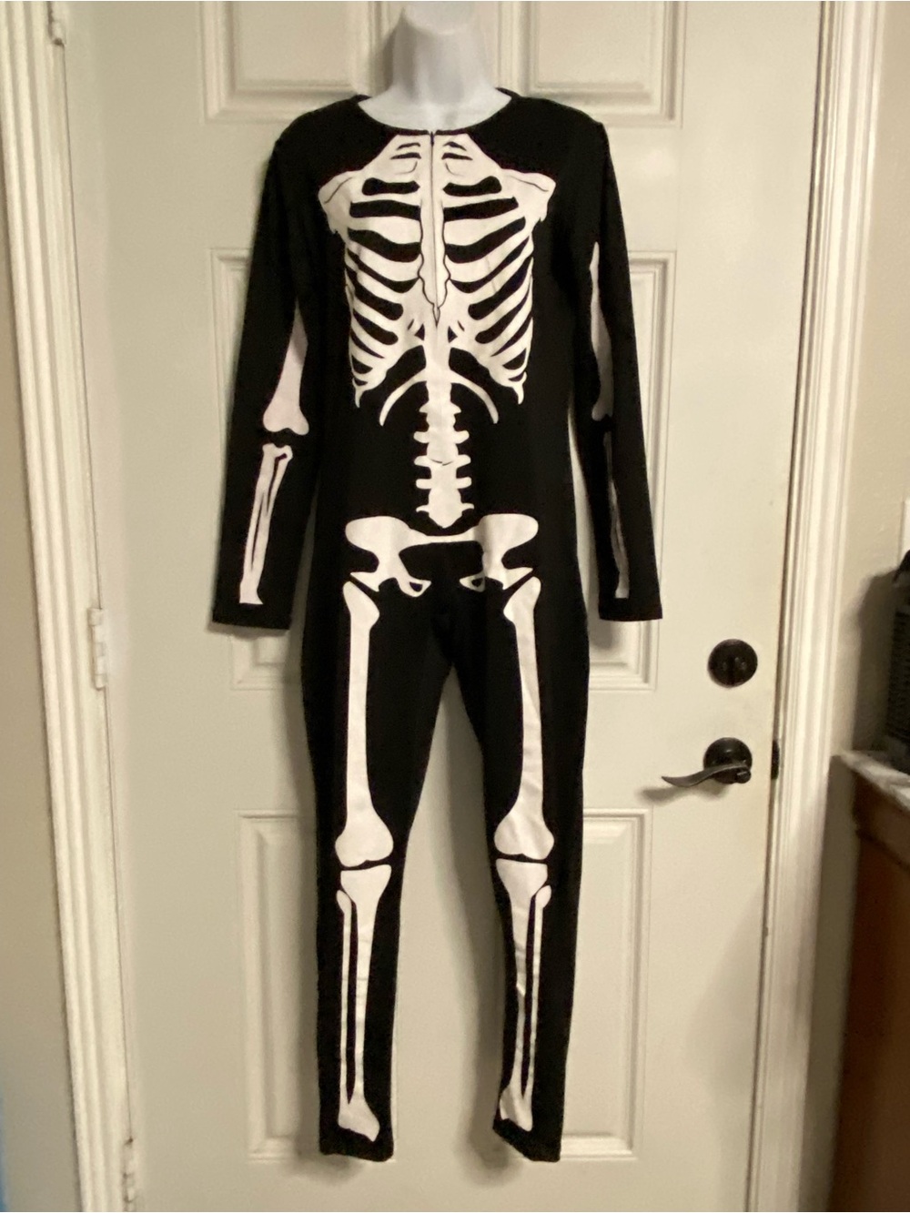 TIPSY ELVES Black Halloween SKELETON  Zip-Front Bodysuit